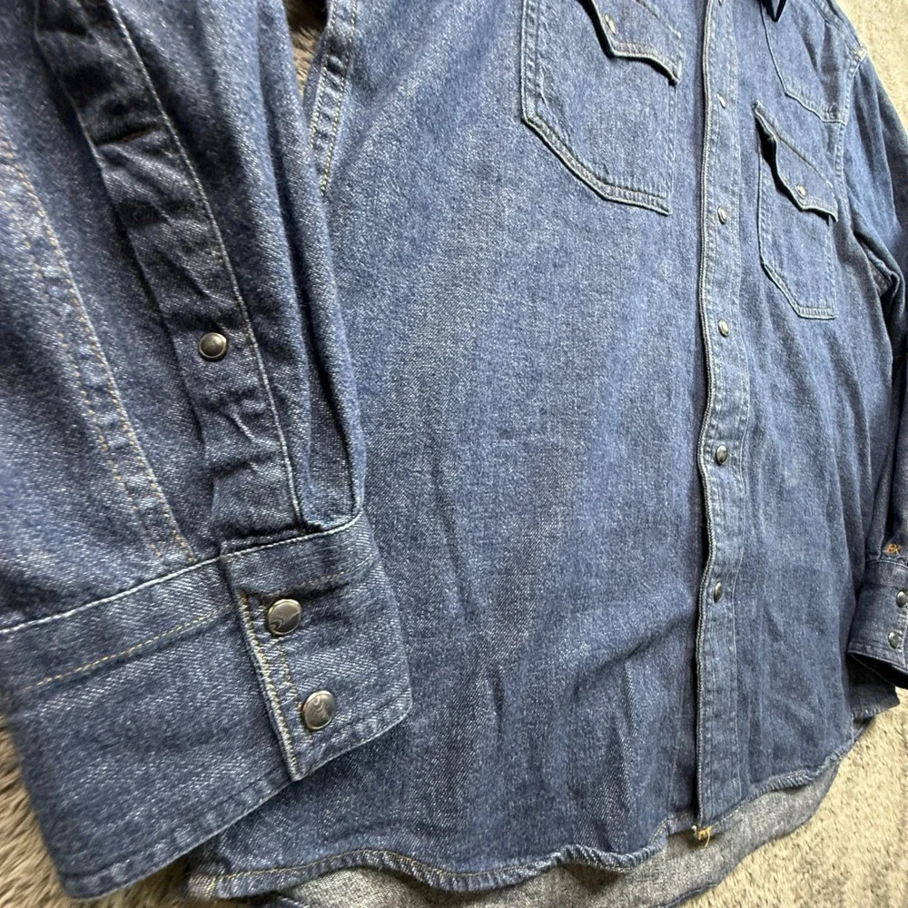 Banana Republic Western Shirt Mens M Blue Excellent Hemp Blend Pearl Snap Denim